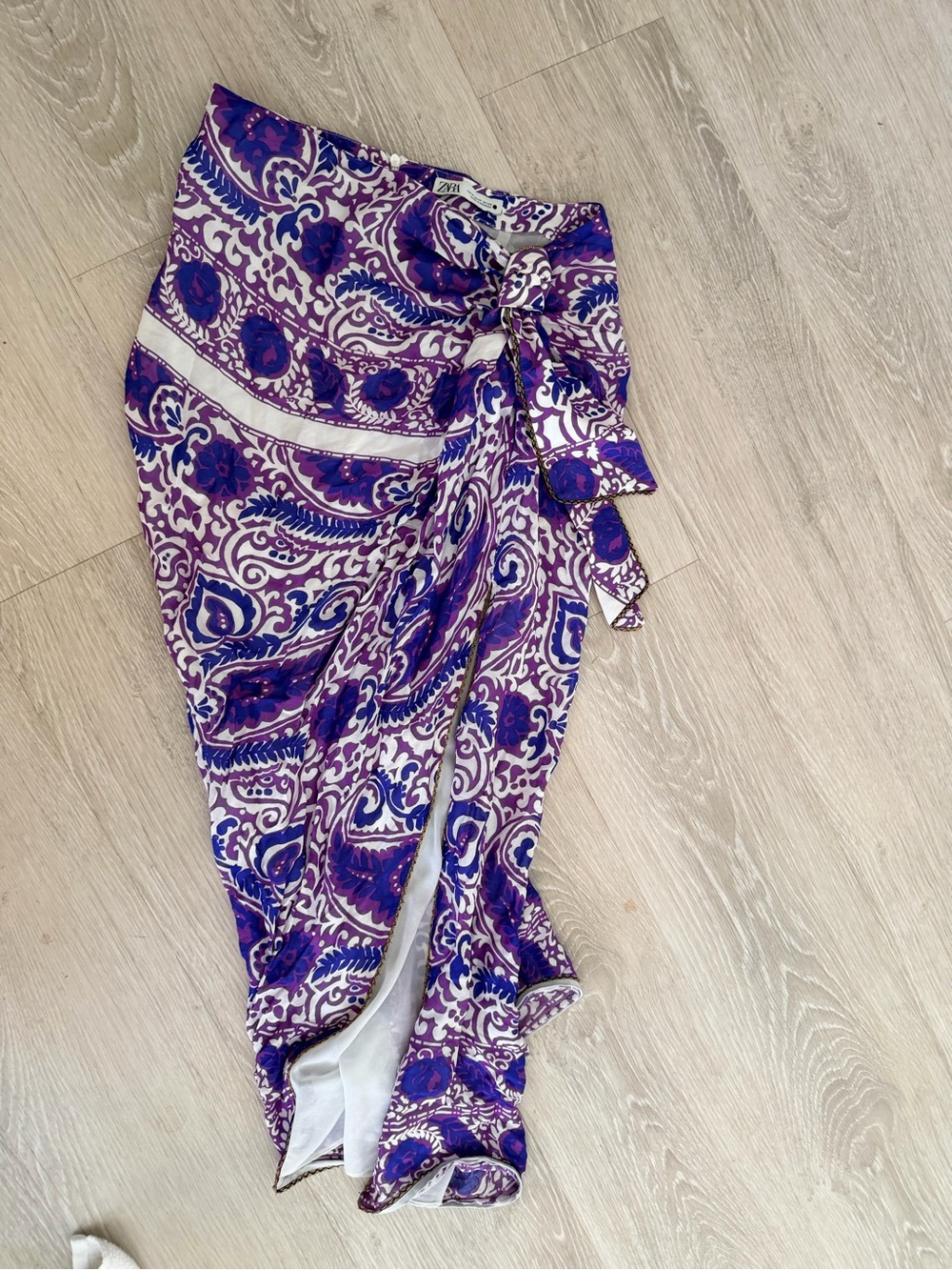 Zara Purple Paisley Swim Sarong Cover-Up